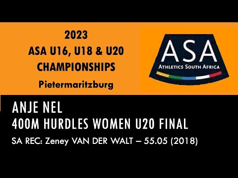 Anje Nel wins 2023 SA Women U20 Championships 400m Hurdles in 58.56 in Pietermaritzburg