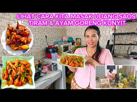 COOKING SHRIMP IN OYSTER SAUCE AND TURMERIC FRIED CHICKEN‼️CONTINUE SOWING CHILI SEEDLINGS