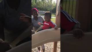 He wanted to get on the slide😂😂😂 survey said... THATS A LIE 😂😂😂