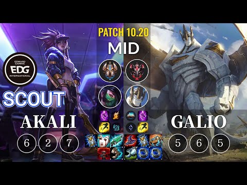 EDG Scout Akali vs Galio Mid - KR Patch 10.20