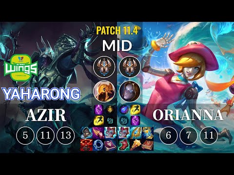 JAG Yaharong Azir vs Orianna Mid - KR Patch 11.4