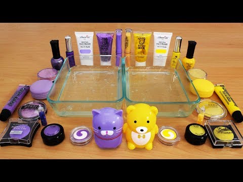 Mixing Makeup Eyeshadow Into Slime ! Purple vs Yellow Special Series Part 10 Satisfying Slime Video Video