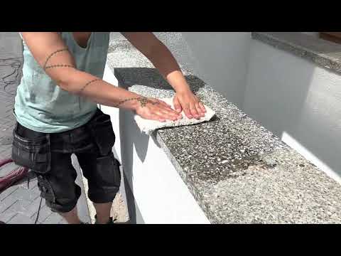 Betonwerkstein schleifen, reinigen, schützen - Terrazzo Fensterbank -   Steindoktor