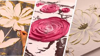Top 3 Most Popular Flowers Painting with Texture Paste on Canvas 🌸