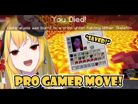 Owlcean Ch. - Kaela's Pro Gamer Move Saved Her Items From Lava Pool!【HololiveID | Minecraft】