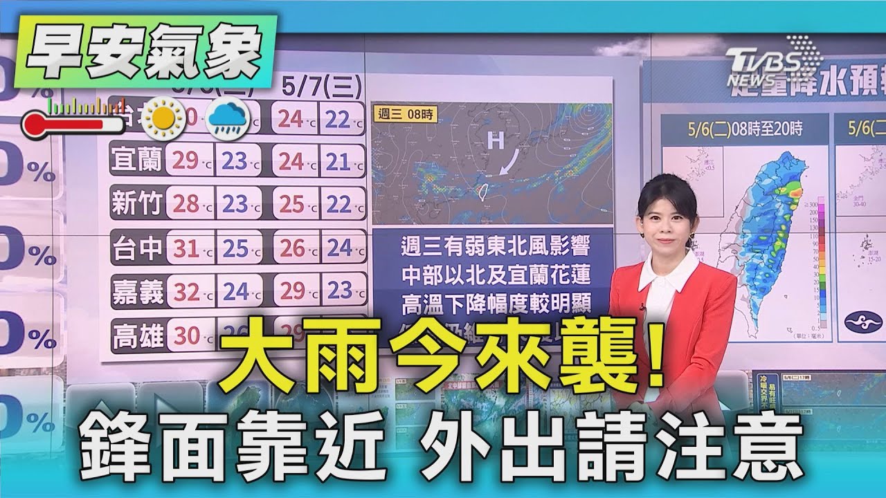 天氣/大雨今來襲!鋒面靠近 外出請注意