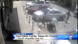 MMA fighter Beats Up Thieves at gas station Texas