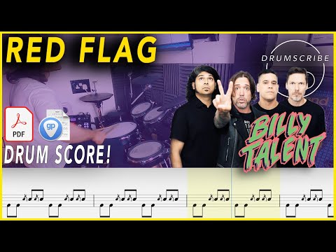 Red Flag - Billy Talent | DRUM SCORE Sheet Music | #142 DRUMSCRIBE