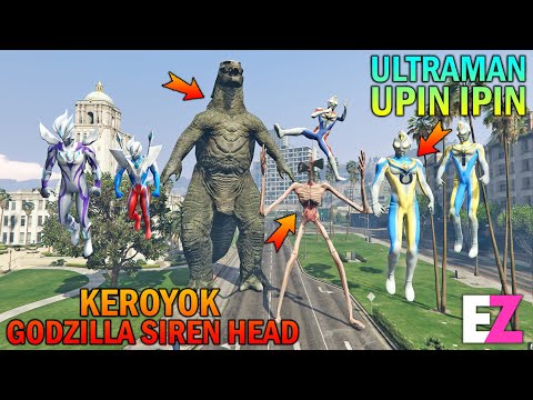 ULTRAMAN UPIN IPIN KILL SIRENHEAD AND GODZILLA - GTA 5 SULTAN BOCIL