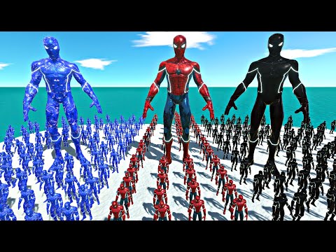 Spiderman Team vs Shadow Itself vs Darkice Itself - Animal Revolt Battle Simulator