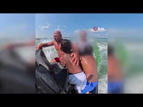 Boğulma tehlikesi geçiren anne ve iki çocuğun kurtarılma anı kamerada