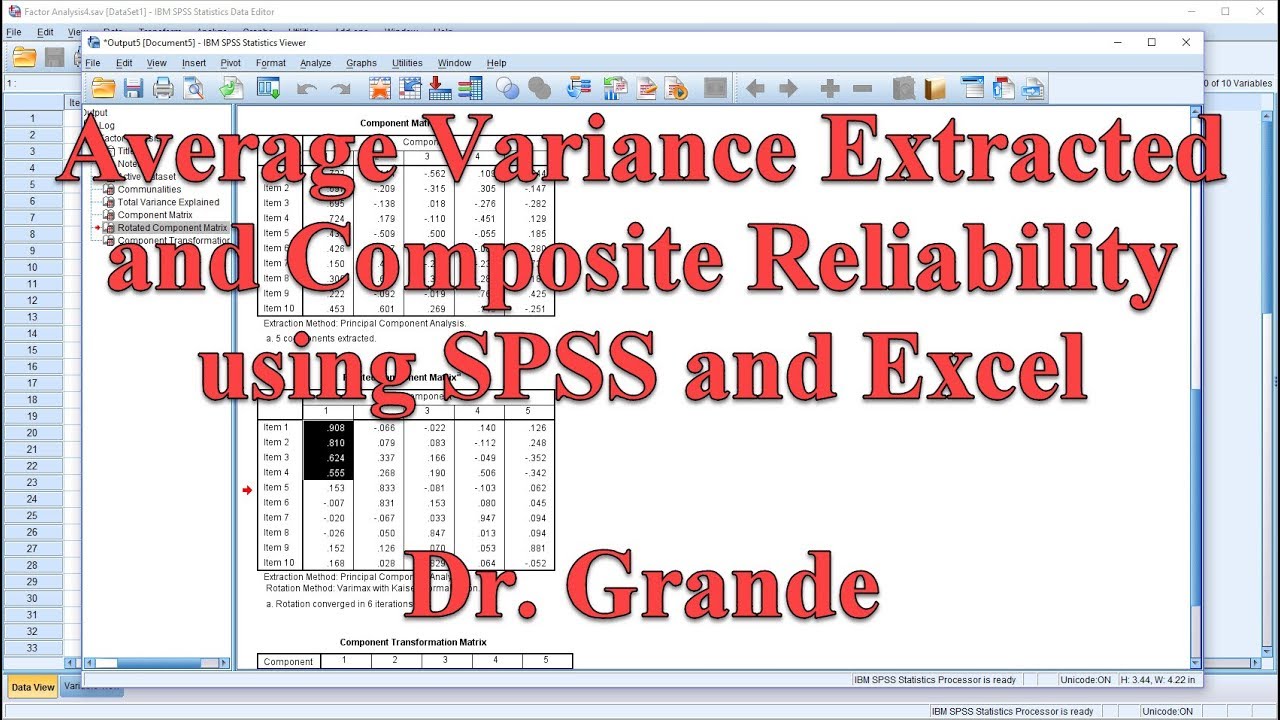 Average Variance Extracted and Composite Reliability after Factor Analysis using SPSS and Excel