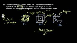 Worked example - Finding out the unit cell formed from density | Solids | Chemistry | Khan Academy