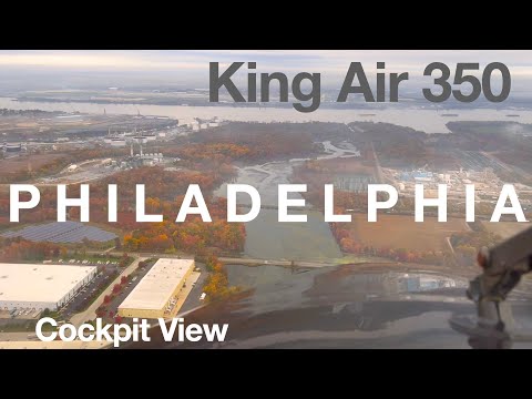 King Air 350i - Visual landing at Philadelphia, cockpit view
