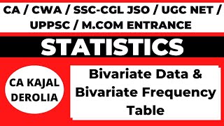 Bivariate Data | Bivariate Frequency Distribution | Correlation | CA Kajal Derolia | Part 24 |