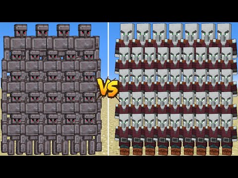 Netherite Golem Army vs All New Pillagers - Illager Family and Extra Golems | Fight Minecraft Battle