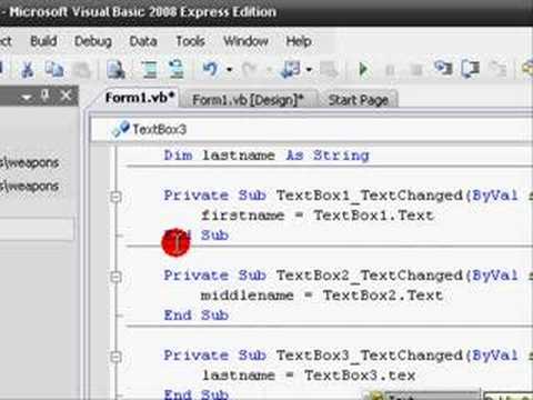 Visual Basic 2008 Tutorial 2 Naming App