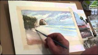 How to paint a seascape in watercolor - Painting Lessons tutorials classes