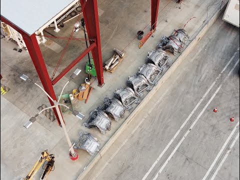 Tesla Fremont Gigacast & Roadrunner Flyover - Sep 8, 2020