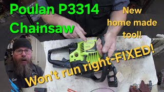 Poulan P3314 Chainsaw Won't Run Right-FIXED!