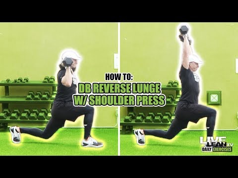 How To Do A DUMBBELL REVERSE LUNGE WITH SHOULDER PRESS | Exercise Demonstration Video and Guide