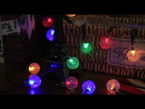 Solar String Lights Outdoor 60 Led Crystal Globe Lights with 8 Modes Waterproof Solar Powered