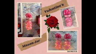 Valentines themed hanging mason jar. ￼