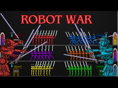 Stickman 3v3 Robot war ~ How would a robot with four arms fight?