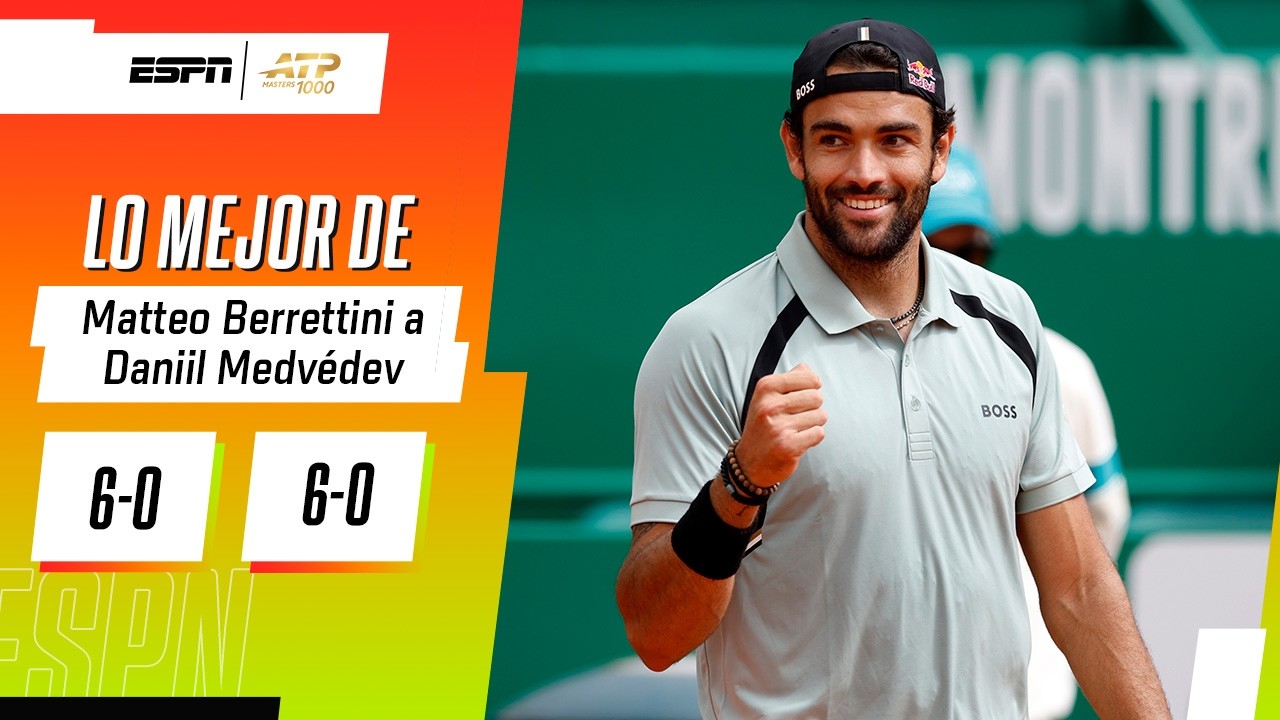 HISTÓRICO: MATTEO BERRETTINI HUMILLÓ A DANIIL MEDVEDEV EN MONTECARLO CON UN DOBLE 6-0 | RESUMEN