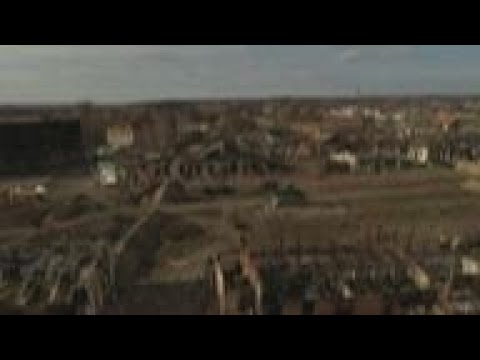 Drone video of damage in Trostyanets and Kharkiv