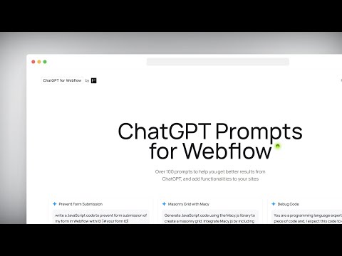 ChatGPT Prompts for Webflow 공식 영상 미리보기