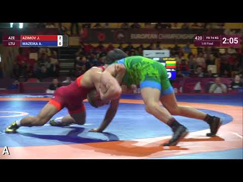 1/8 FS - 74 kg: J. AZIMOV (AZE) v. A. MAZEIKA (LTU)