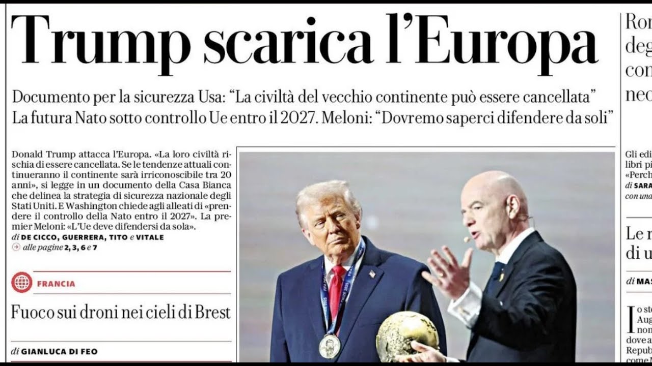 RASSEGNA STAMPA 6 DICEMBRE 2025. QUOTIDIANI NAZIONALI ITALIANI  PRIME PAGINE DEI GIORNALI DI OGGI