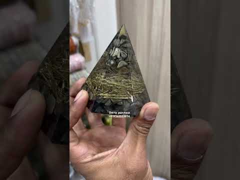 Golden crystal orgone pyramid, for vastu