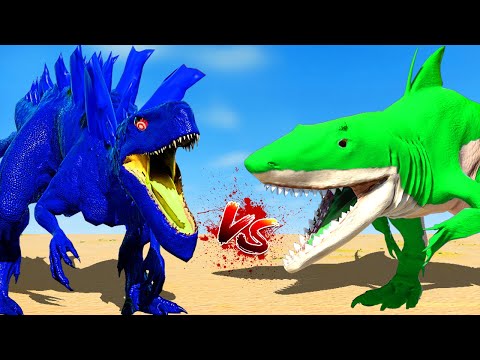 3 Head Pink T.Rex vs Blue Zilladominus Rex vs Green King Shark 🌍 Jurassic World Evolution