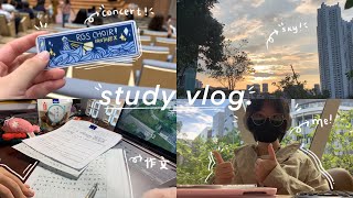 study vlog 🌷 | cafe, library trips, concert, thrifting, lots of food !