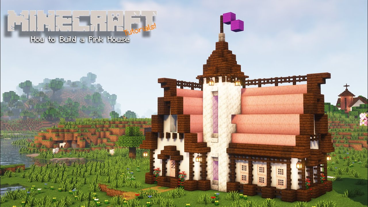 Minecraft How to build a PINK HOUSE Minecraft PINK HUOSE TUTORIA