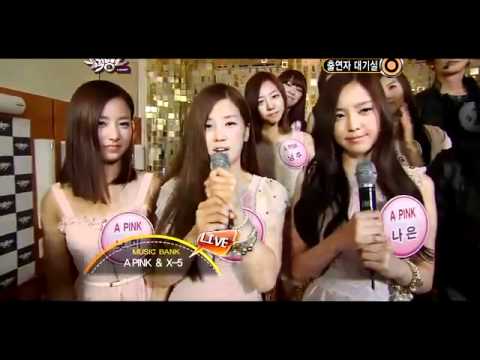 A Pink with X-5 Backstage at KBS Music Bank 110422