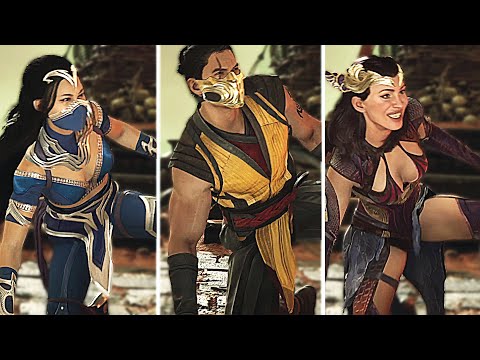ALL Characters Meet Cyborg Smoke, Female Scorpion & other Enemies - MK1