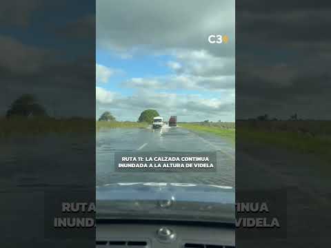 CONTINUA INUNDADA LA CALZADA EN LA RUTA 11 A LA ALTURA DE VIDELA