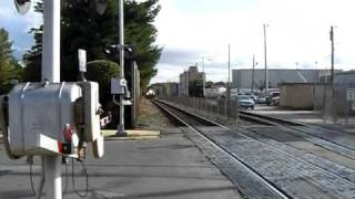 MBTA Commuter Rail Train arriving at Needham Heights.