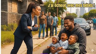 Une femme milliardaire est choquée en Voyant un homme pauvre et des triplés sans abri dans la rue