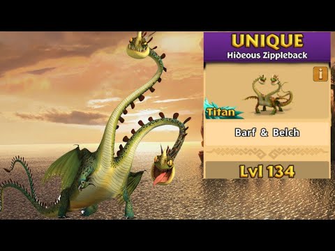 Barf & Belch Max Level 134 Titan Mode - Unique Hideous Zippleback - Dragons:Rise of Berk