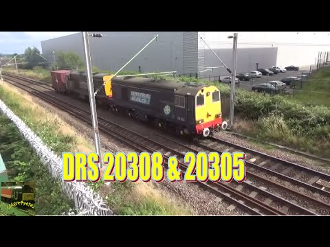 DRS's 20308 & 20305 Thrash out of Bescot Hauling a Nuclear Flask 3/8/15
