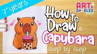 How to draw a CUTE CAPYBARA | Art and doodles for kids