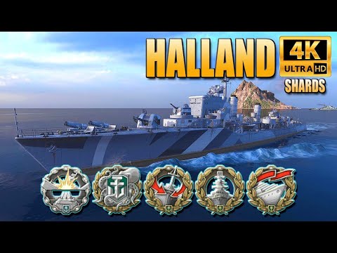 Destroyer Halland on map Shards - World of Warships
