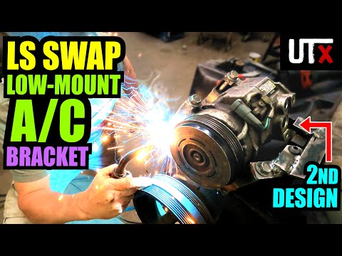 NO NOTCH NEEDED! - 2nd Design LOW MOUNT LS Swap AC Bracket - UTX