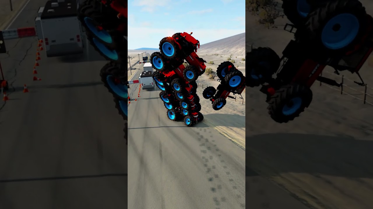 Epic Tractor Tower Crash in BeamNG.drive 🚜💥