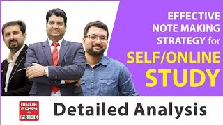 Effective Note Making Strategy for Self/Online Study | Detailed Analysis | MADE EASY