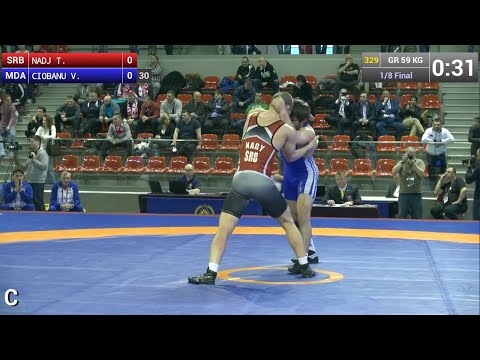 1/8 GR - 59 kg: Victor CIOBANU (MDA) df. Tamas NADJ (SRB) by TF, 10-0